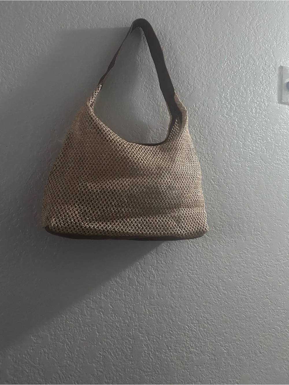 Woven Straw Hobo Bag - Natural - Picture 1 of 2